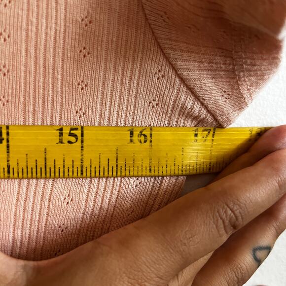 Peach Ribbed Baby Tee Crop Top Cottagecore Minimalist Soft Girl Small - Picture 6 of 7